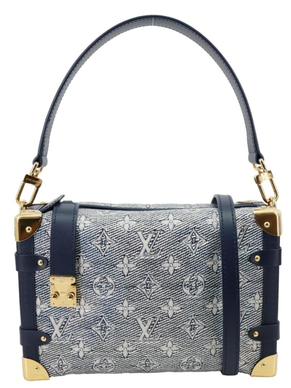 Louis Vuitton Side Trunk MM Monoglam Canvas Crossbody Bag Blue
